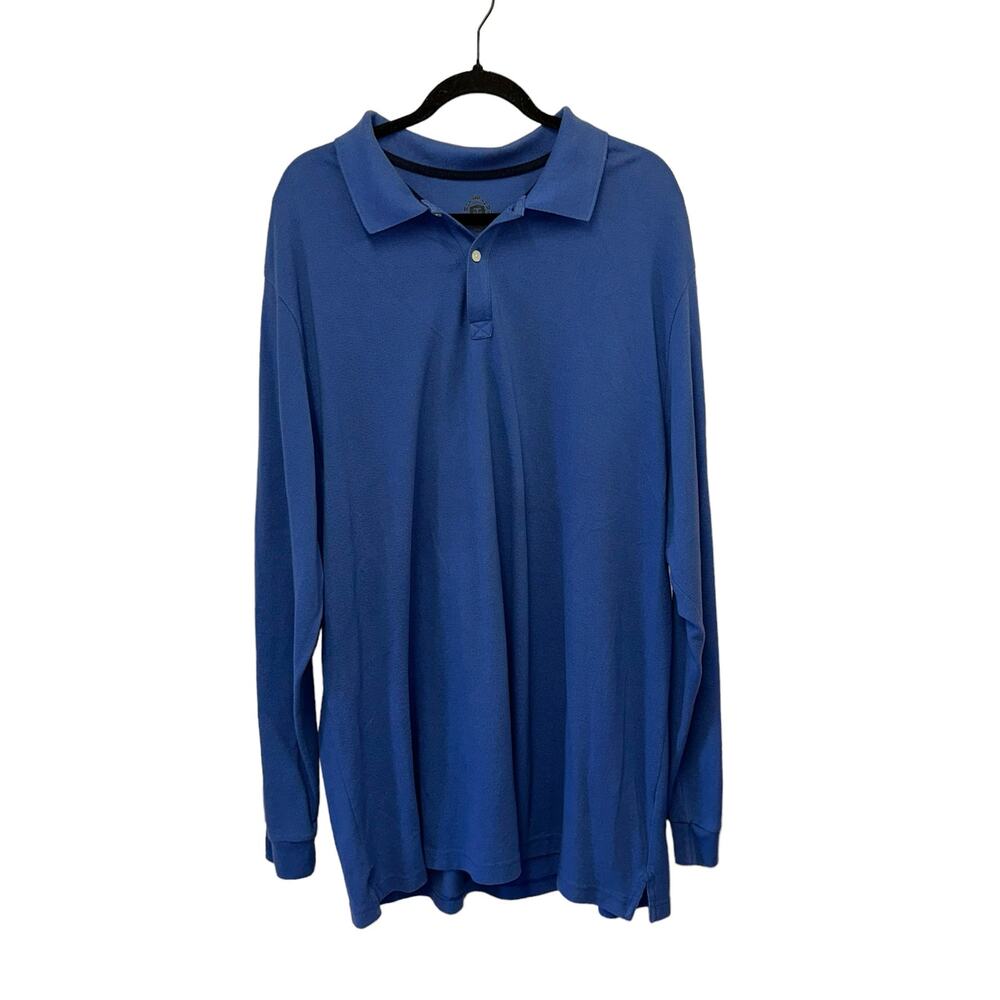 Charles Tyrwhitt Long Sleeve Polo Shirt 2XT Blue Big & Tall Cotton Casual